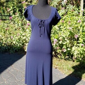 Hugo Buscati Navy Blue Romantic Midi Dress